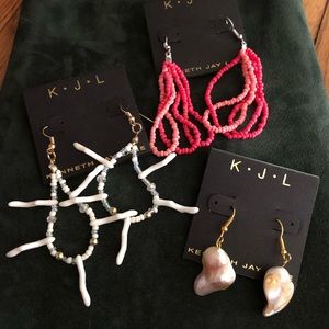 3 pairs KJL Kenneth Jay Lane earrings never worn!
